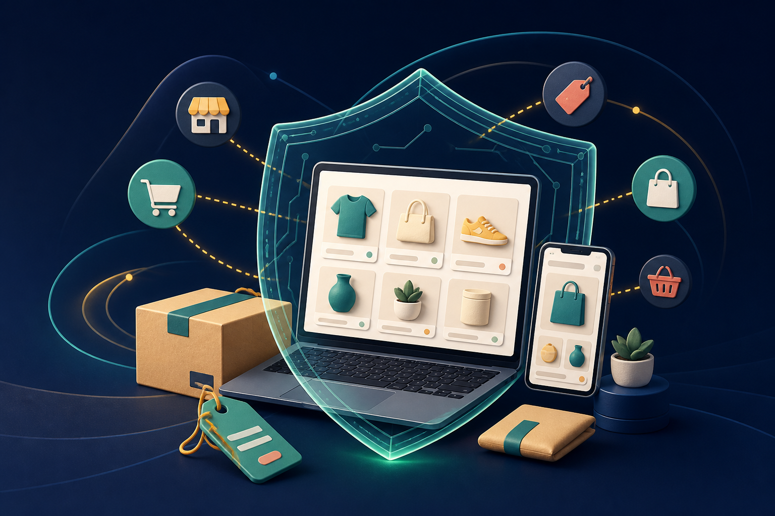 A secure online store connected to multiple sales channels